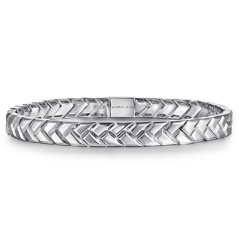 Gift Bracelets for Sentimental-925 Sterling Silver 7mm Width Herringbone Mens Bracelet