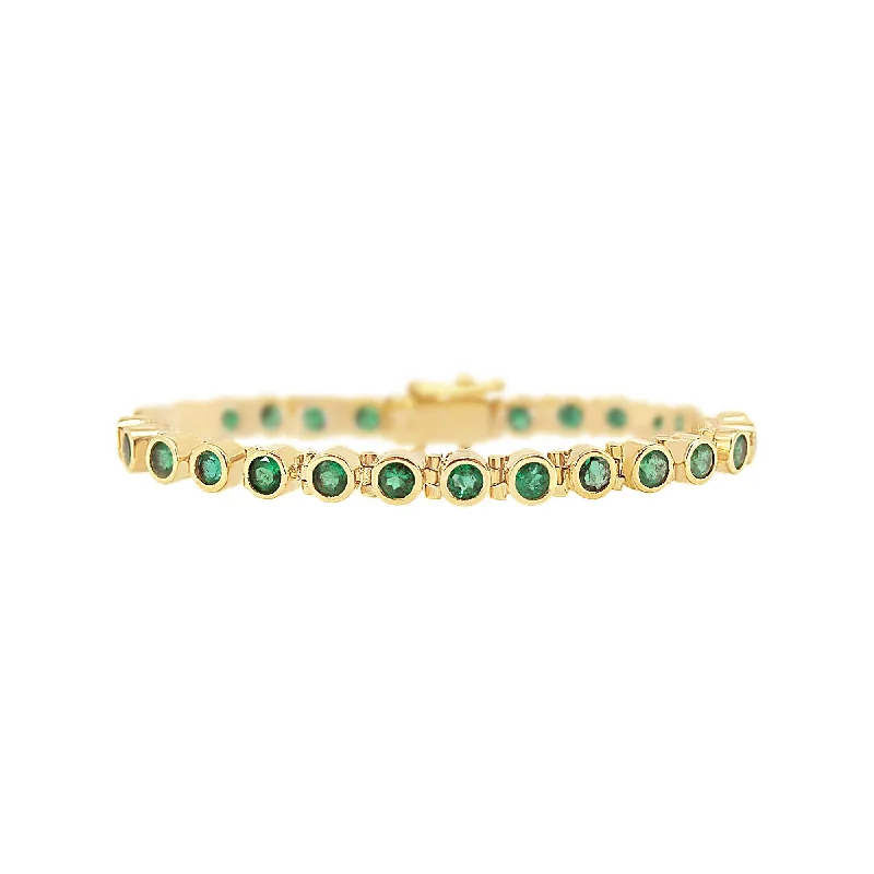 Embossed Bangles for Textured-BEZEL SET EMERALD BRACELET