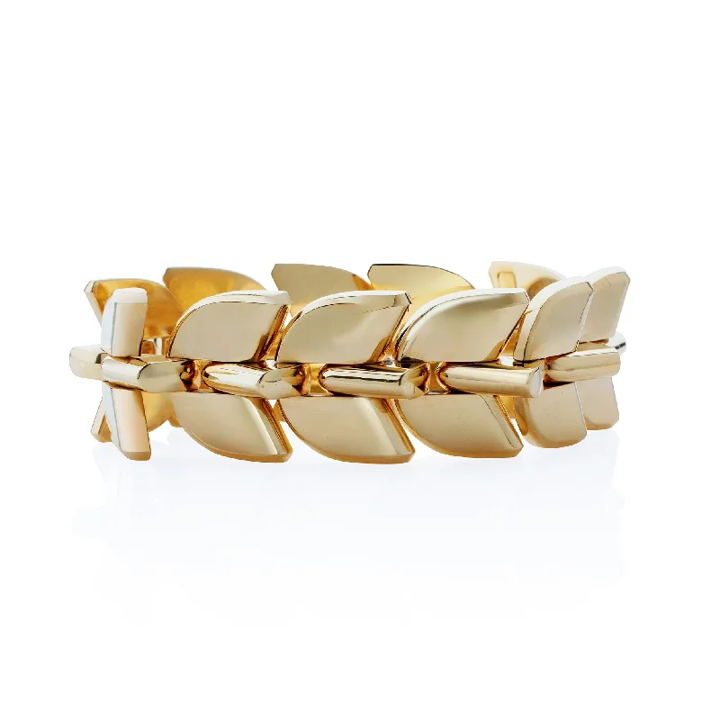 Layered Bangles for Dramatic-Boucheron Paris 18K Gold "Palmettes" Gold Bracelet