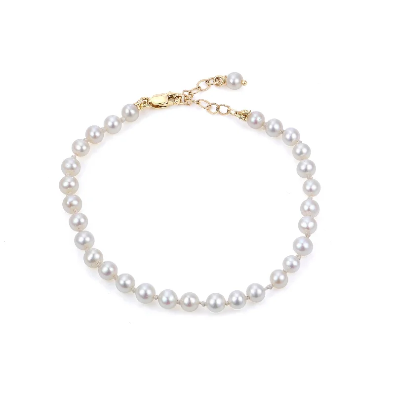 Geometric Bracelets for Structured-Child 4mm Freshwater Pearl 14K Yellow Gold Bracelet