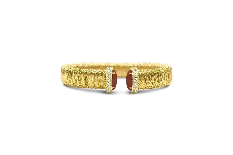 Braided Bangles for Intricate-CORAL AND DIAMOND BRACELET