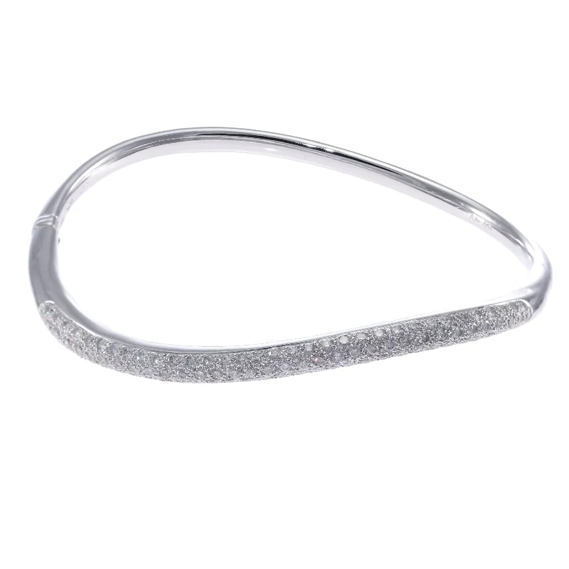 Heart-Shaped Bracelets for Romantic-Diamond Twist Curve Diamond Bangle Bracelet 14k White Gold 1CTW H/SI1 6.75inch