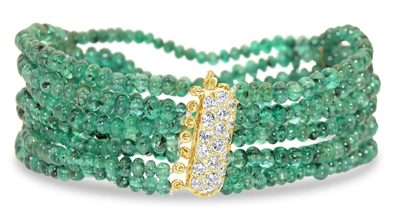 Filigree Bracelets for Delicate-Emerald And Diamond Bracelet