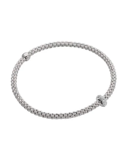 Wide Bracelets for Bold Look-FOPE Flexible Bracelet 18K WHITE Gold