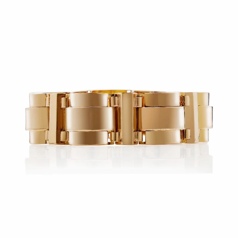 Halo Bracelets for Surrounding-French Retro 18K Gold Tank Track Bracelet