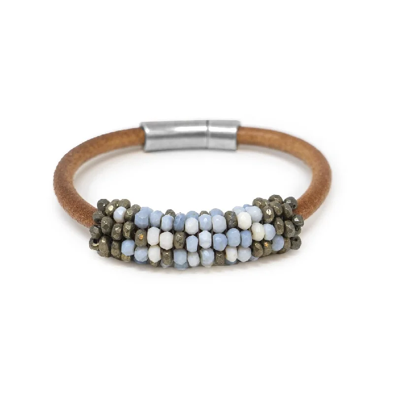 Pearl Bangles for Elegant Touch-Gemstone Leather Bracelet