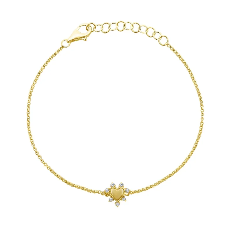 Link Bracelets for Versatile Wear-Gold & Diamond Heart Bracelet