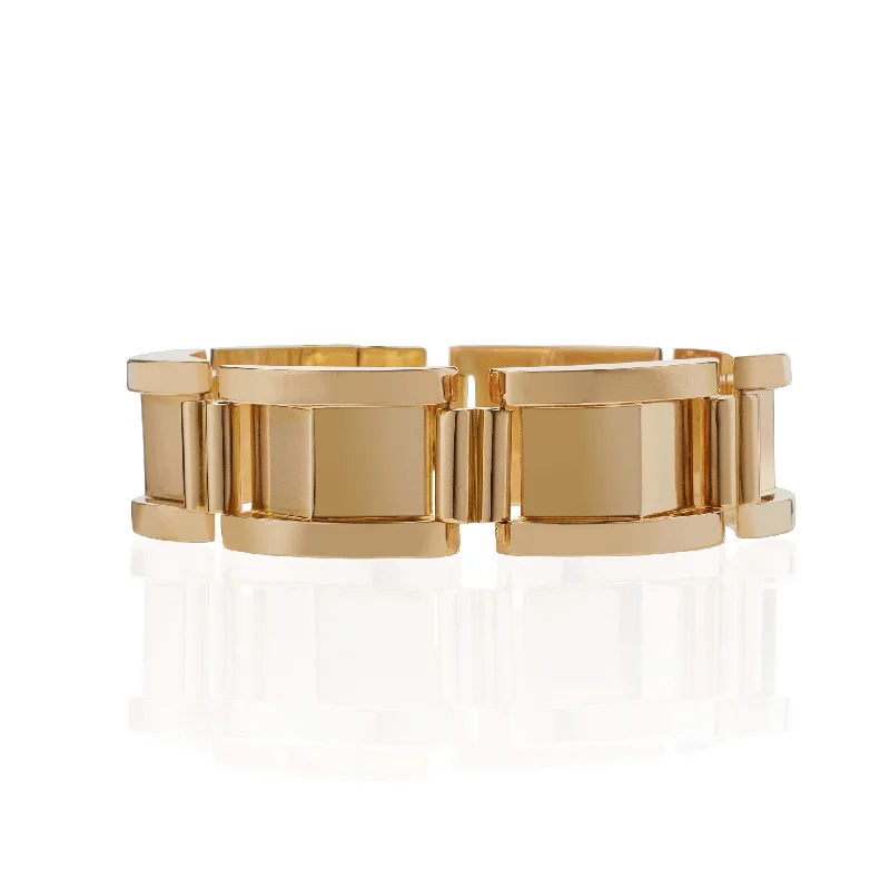 Maximalist Bangles for Bold-French Retro 18K Gold Tank Bracelet