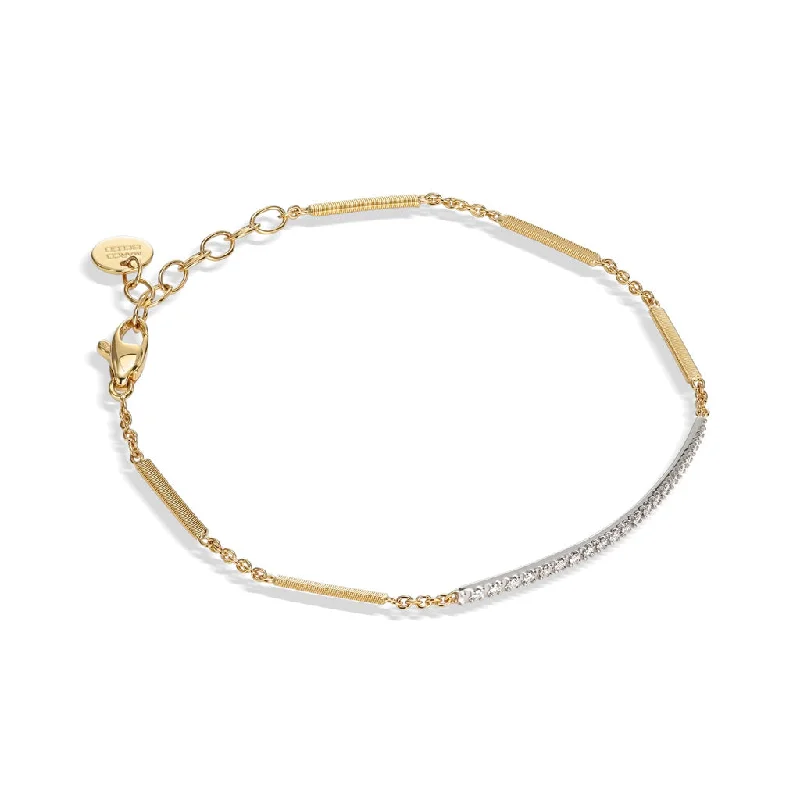 Valentine's Bracelets for Loving-Marco Bicego Goa 18K Yellow & White Gold Pave Diamond Bar Bracelet In Yellow Gold BG713B