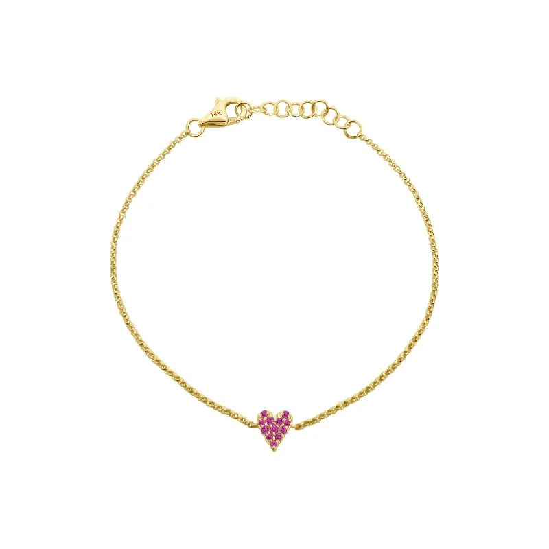 Closed-Ring Bangles for Traditional-Mini Pink Sapphire Heart Bracelet