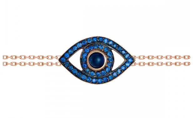 Leather Bracelets for Rustic Appeal-Netali Nissim Sapphire Protected Eye Bracelet