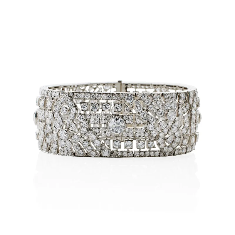 Closed-Ring Bangles for Traditional-Okrant et Davidonniez Diamond Wide Strap Bracelet