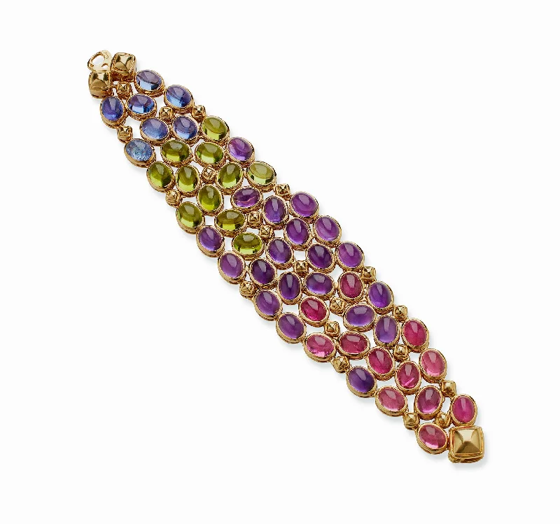 Party Bangles for Glamorous-René Boivin Sapphire, Pink Tourmaline, Peridot and Amethyst Bracelet