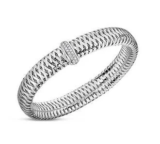 Wide Bracelets for Bold Look-ROBERTO COIN 18K WG DIAMOND BRACELET