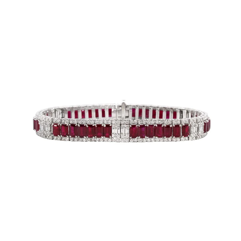 Enameled Bangles for Colorful-RUBY AND DIAMOND BRACELET