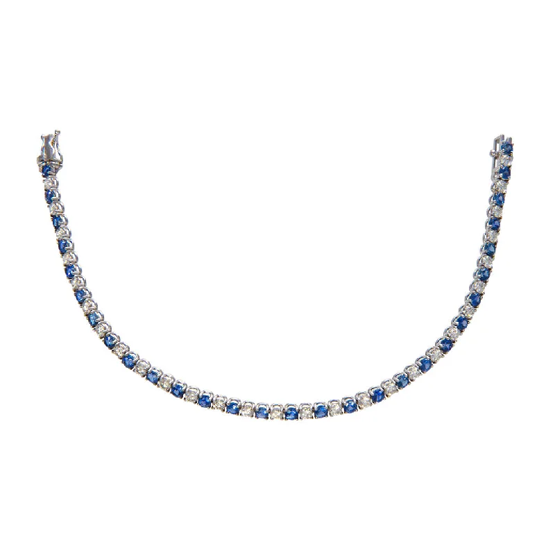 Woven Bracelets for Intricate-3.90ctw Sapphire & 2.55ctw Diamond 14K White Gold Tennis Bracelet