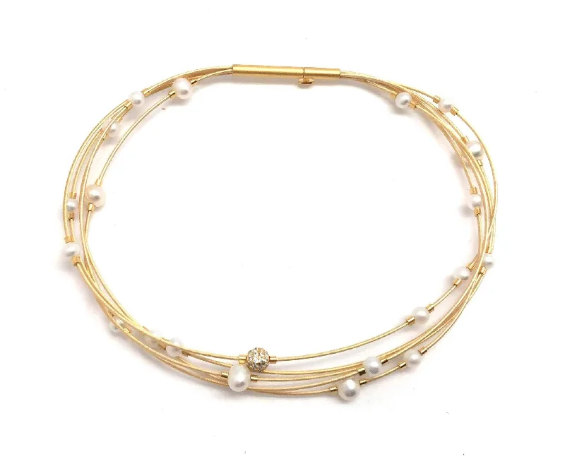 Square Bangles for Modern-Scattered Golden Pearl Bracelet