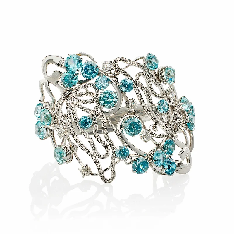 Rope Bracelets for Casual Wear-Seaman Schepps Blue Zircon and Diamond Bracelet