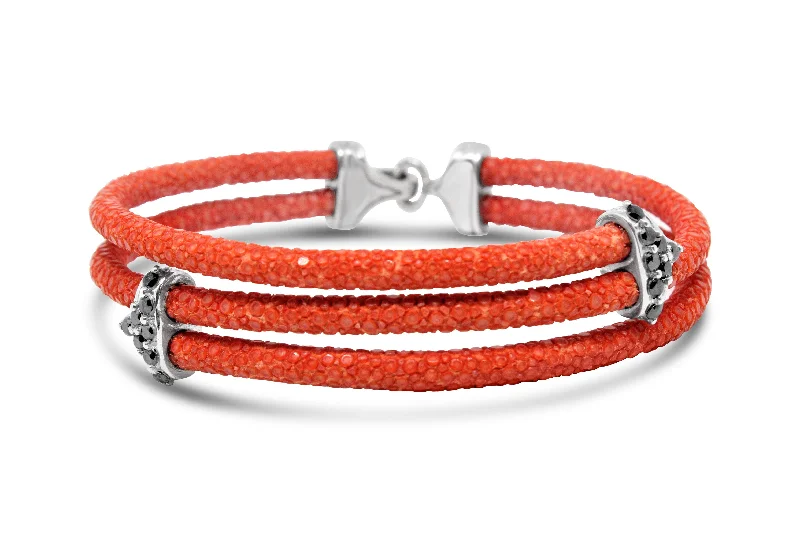 Custom Bracelets for Personalized-STERLING SILVER AND STINGRAY RED BRACELET