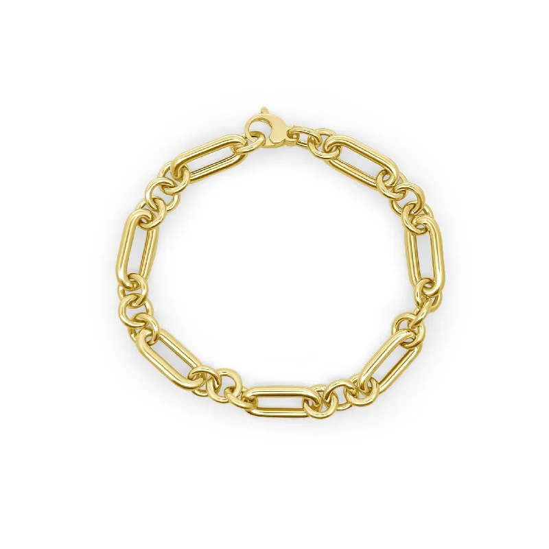 Stackable Bangles for Fashionable-Triple Round Link Chain Bracelet