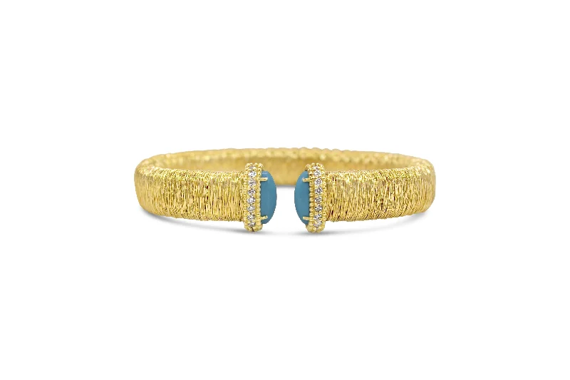 Twisted Bracelets for Stylish-TURQUOISE AND DIAMOND BRACELET