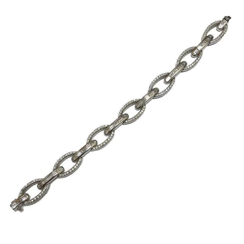 Open-End Bracelets for Adjustable-UNIQUE OVAL LINK DIAMOND BRACELET