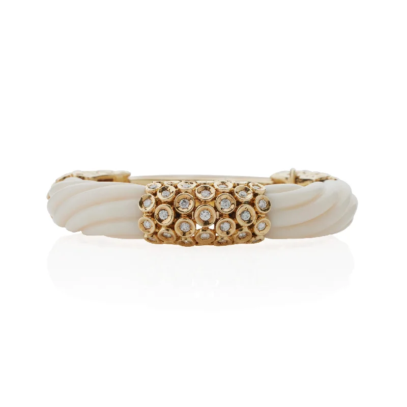 Lightweight Bracelets for Comfort-Van Cleef & Arpels White Coral and Diamond Bracelet