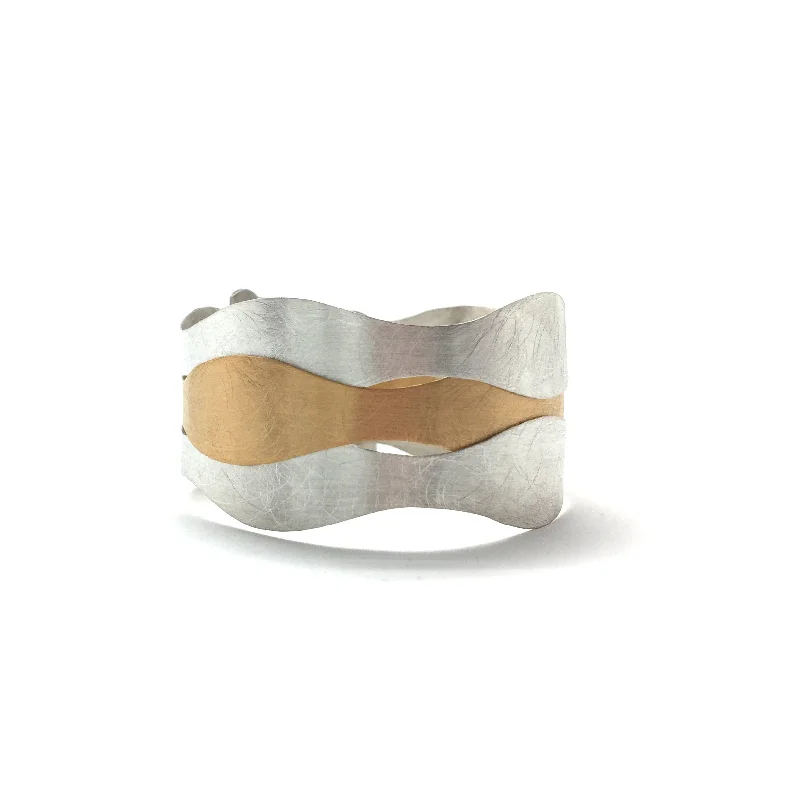 Birthday Bracelets for Celebratory-Overlapping Wave Bracelet - Silver/Gold