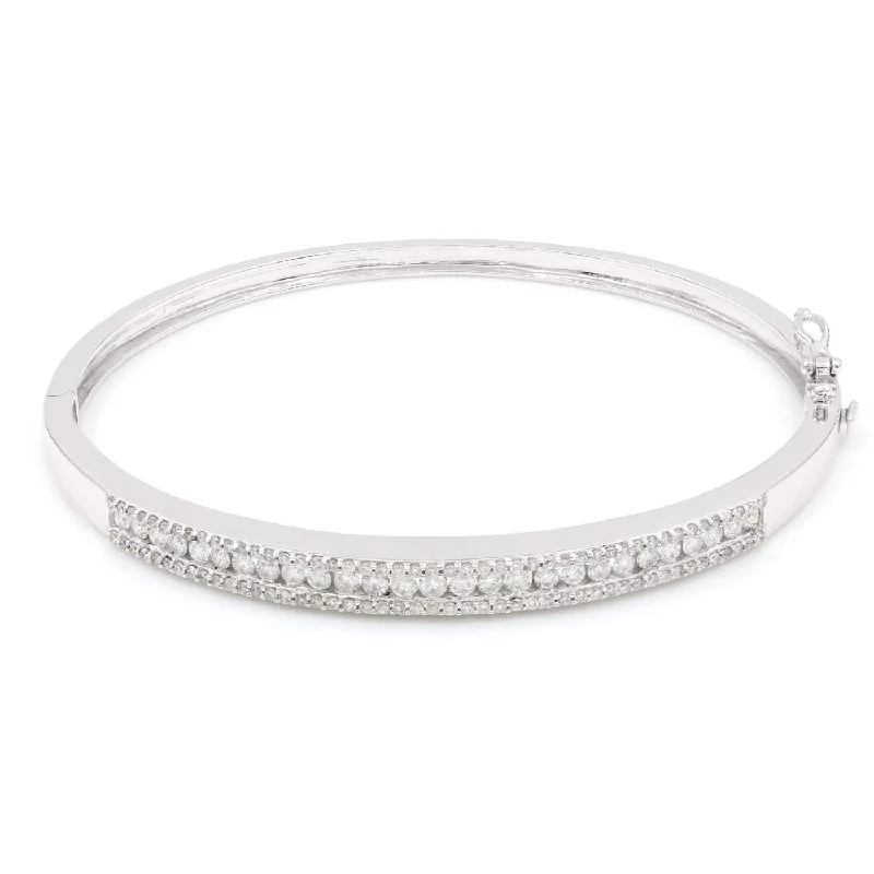 Christmas Bracelets for Festive-WHITE GOLD DIAMOND BRACELET